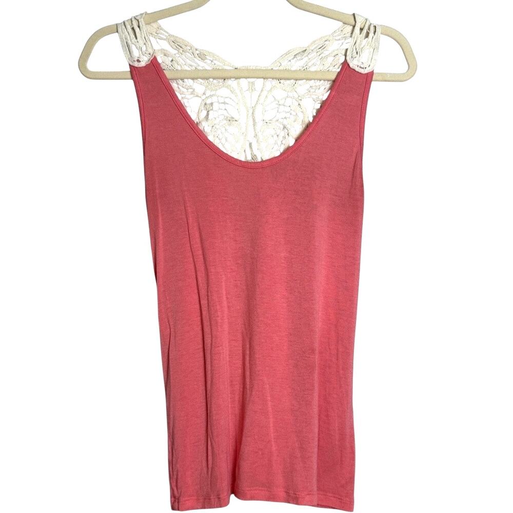 BKE Y2K Lace Back Pink Tank Top, Size: S